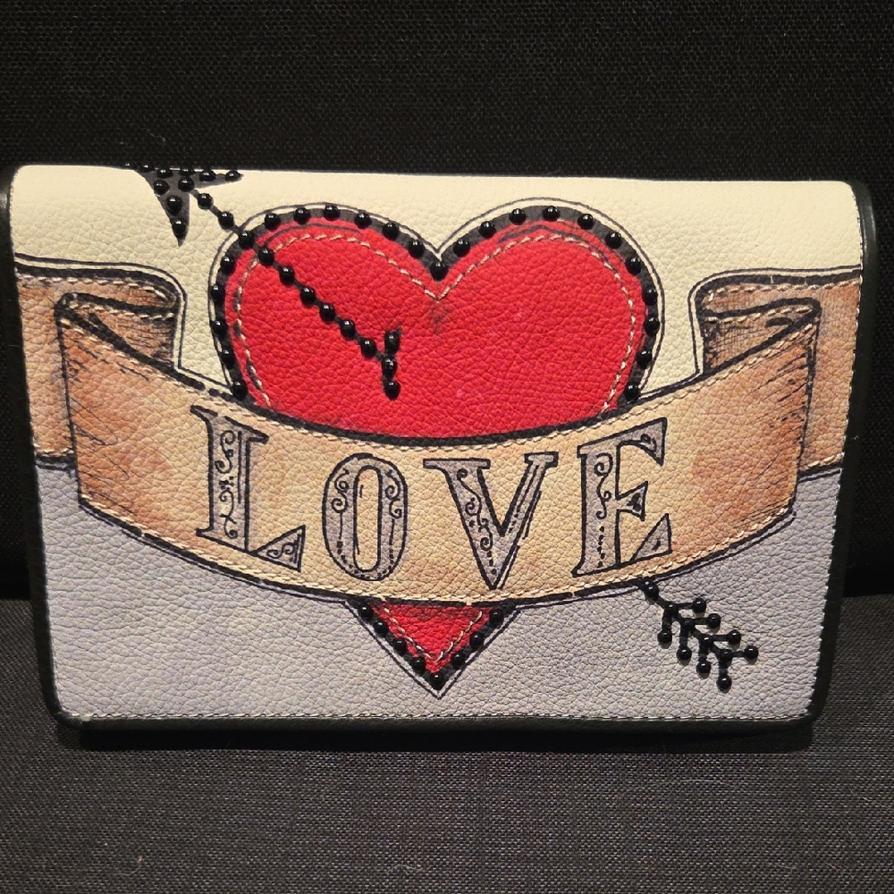 Brighton Love Heart Design Clutch - Red, Tan, Black